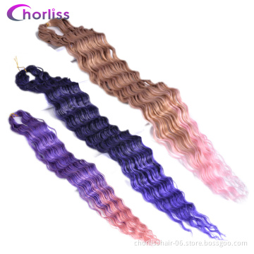 Wholesale Hot Selling Goddess Ombre Curly Water Wave For Women 30 Inch Deep Wave Crochet Braids In Synthetic Braiding Extensions